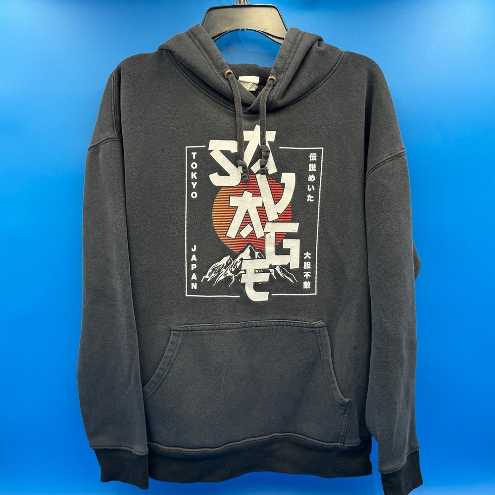 Tokyo Japan Graphic Hoodie Sweatshirt‎ Mens XL Black Hooded Pullover